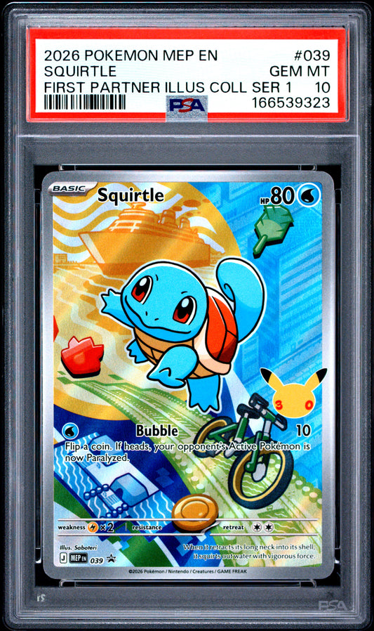 PSA 10 - Squirtle MEP039 First Partner Illustration Promo x323 - Pokemon