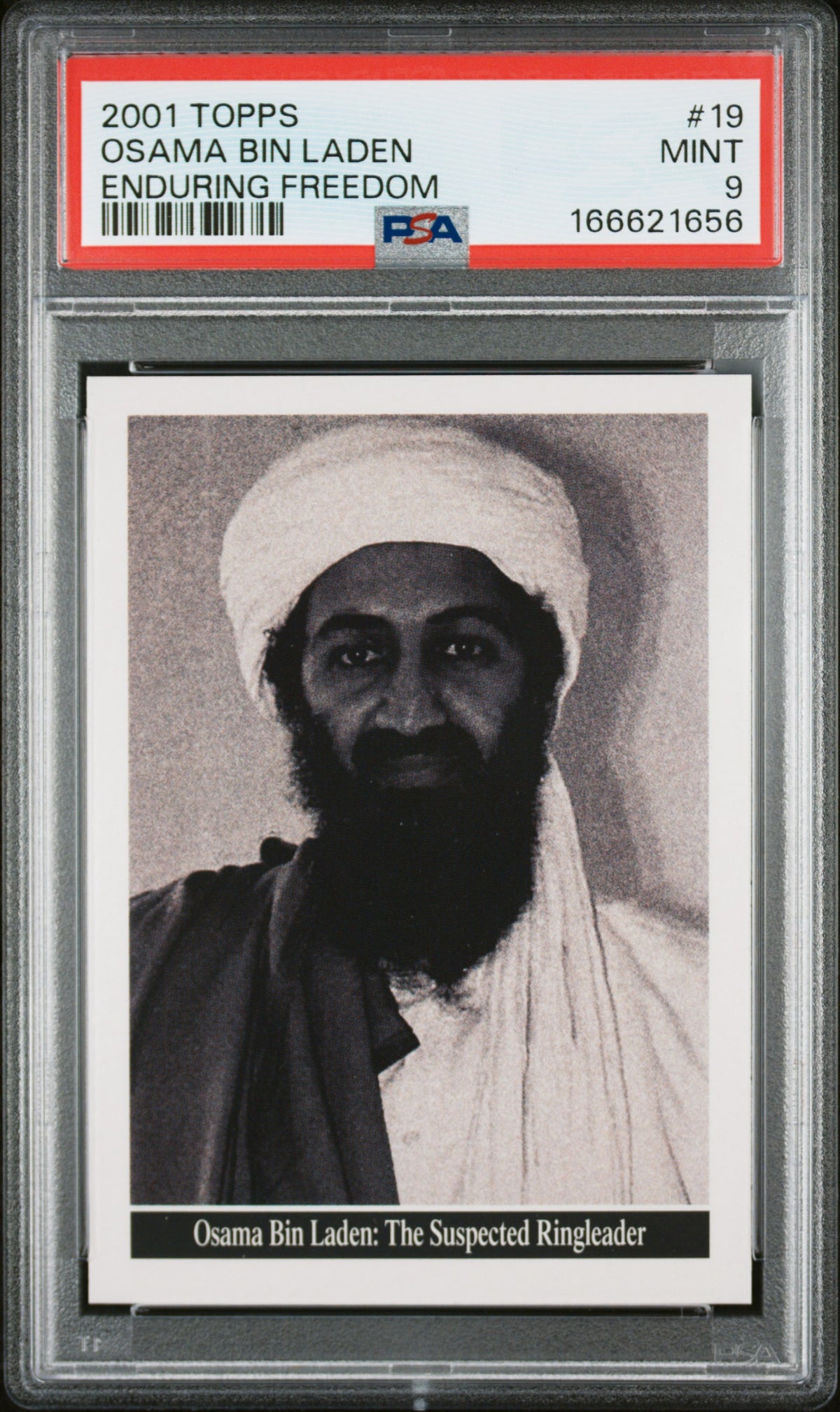 PSA 9 - Osama Bin Laden #19 2001 TOPPS Enduring Freedom x656 [JEC]