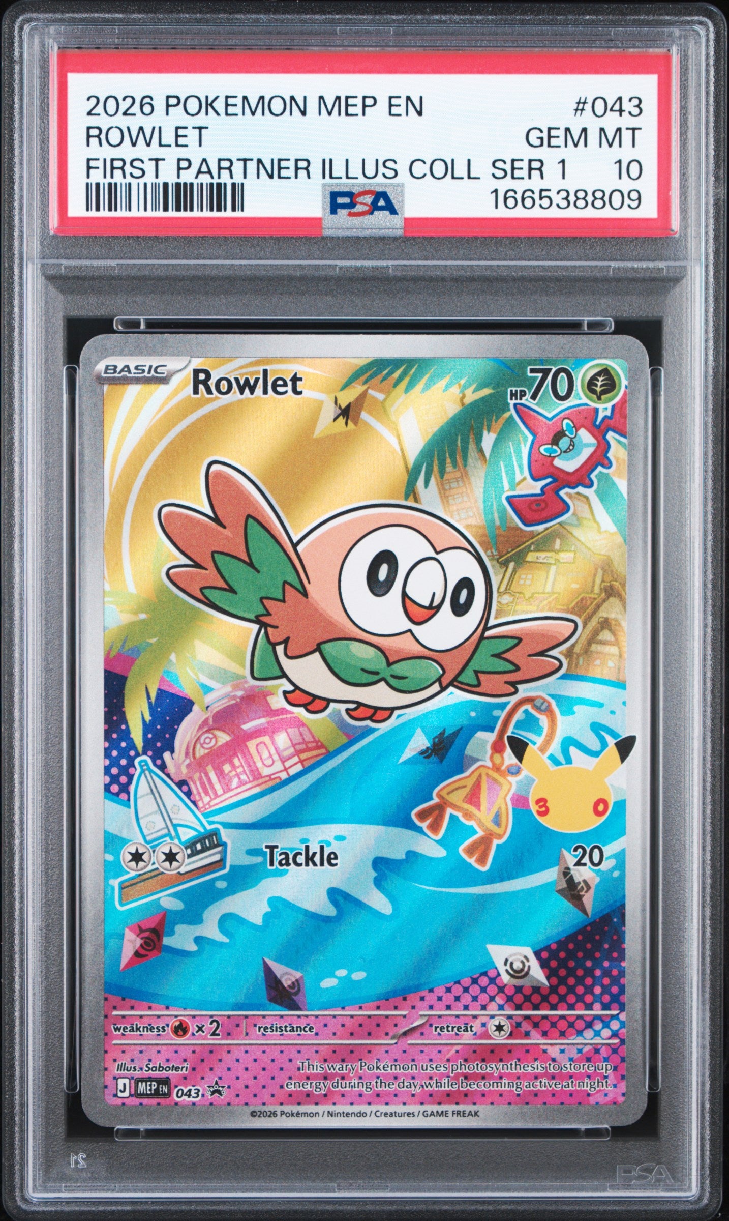 PSA 10 - Rowlet MEP043 First Partner Ilustration Coll. x809 - Pokemon