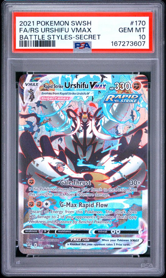 PSA 10 - Rapid Strike Urshifu VMAX 170/163 SWSH Battle Styles x607 - Pokemon