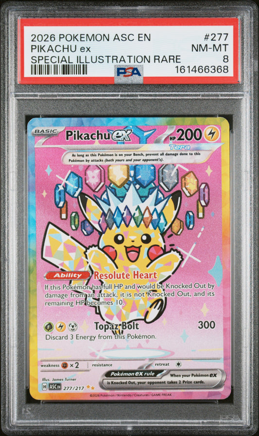 PSA 8 - Pikachu ex 277/217 SIR ME Ascended Heroes x368 - Pokemon