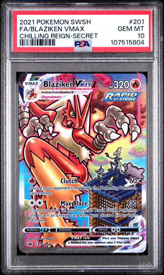 PSA 10 - Blaziken VMAX Alternate Art 201/198 SWSH Chilling Reign - Pokemon