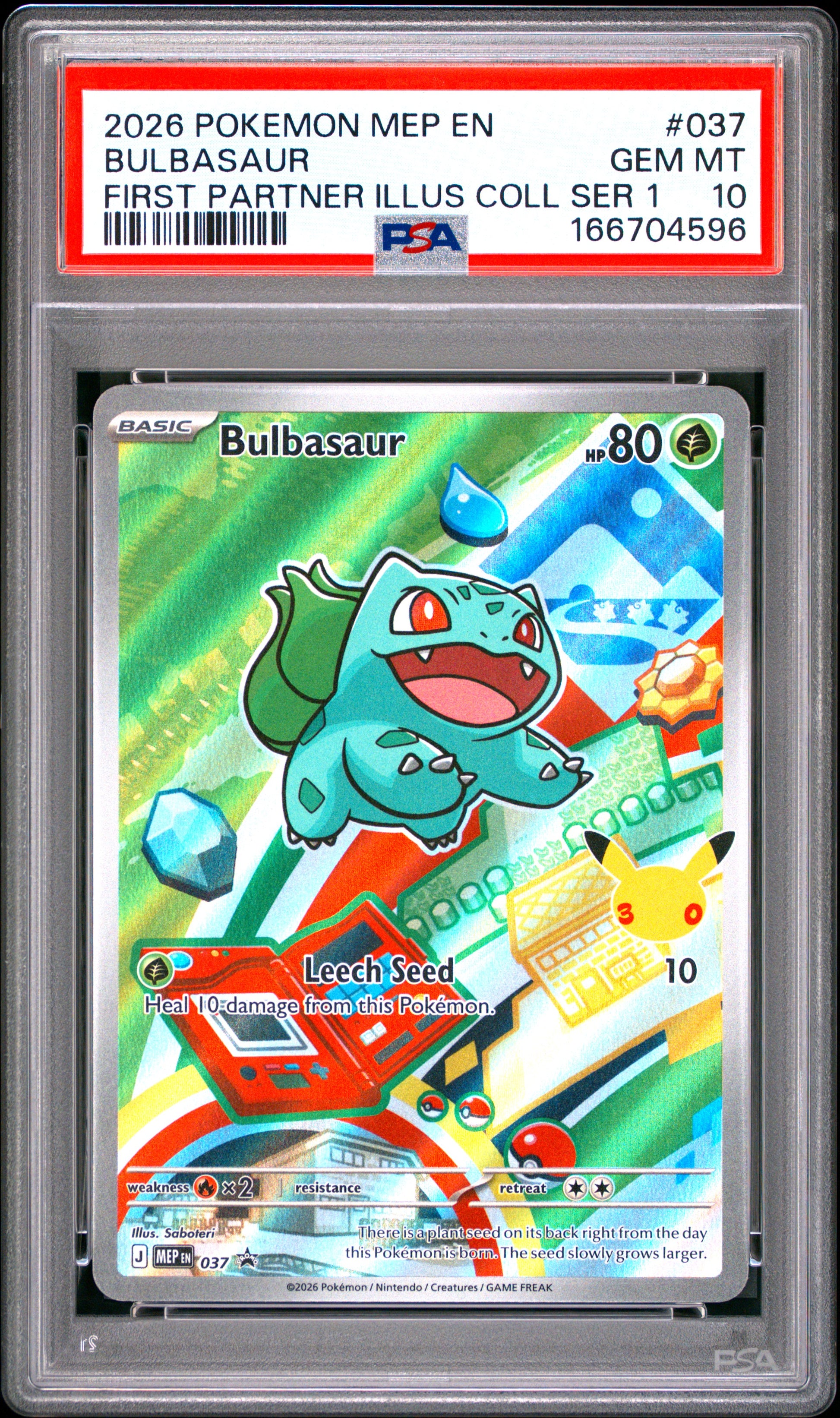 PSA 10 - Bulbasaur MEP037 First Partner Illustration Coll. Promo x596 - Pokemon