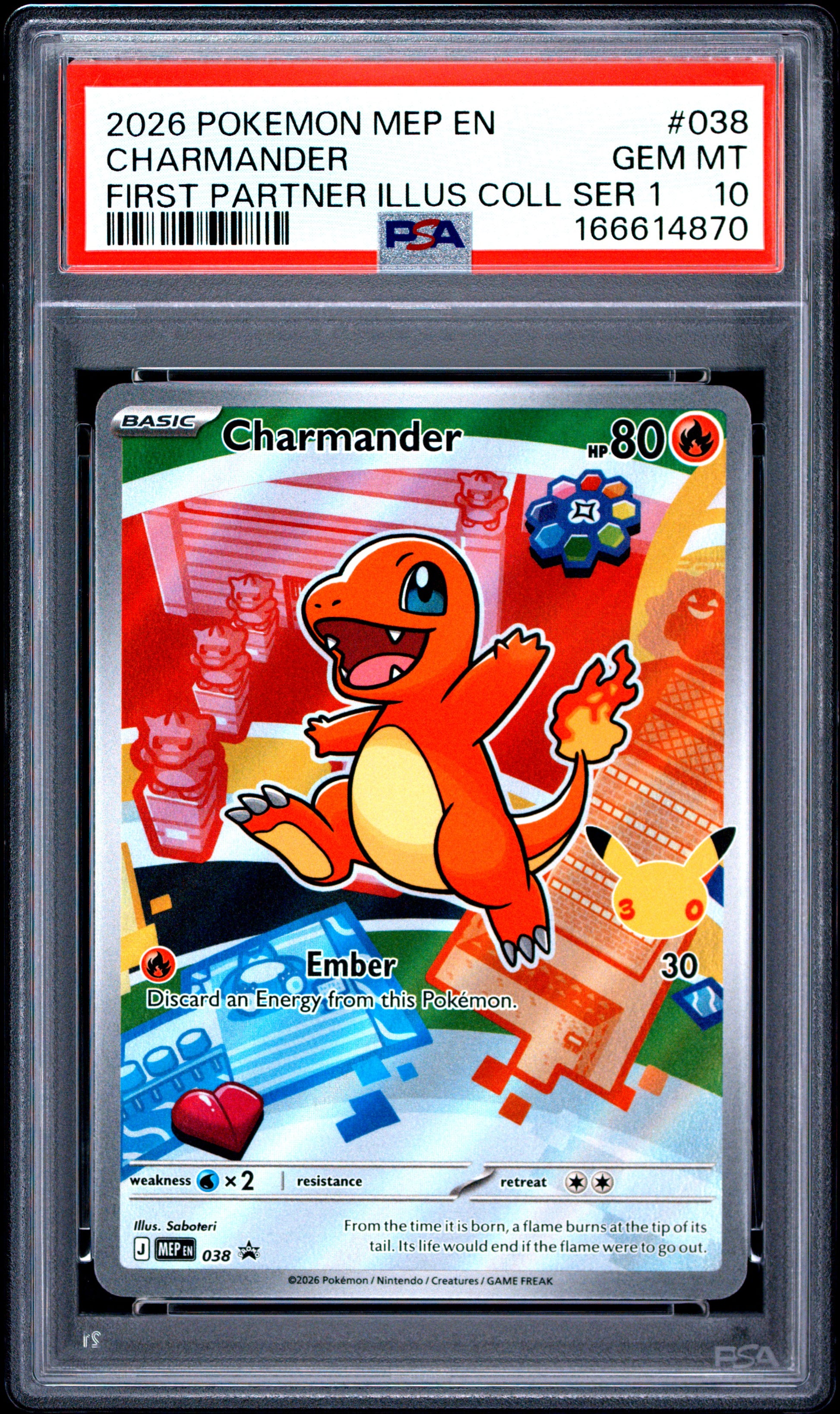 PSA 10 - Charmander MEP038 First Partner Illustration Promo x870 - Pokemon