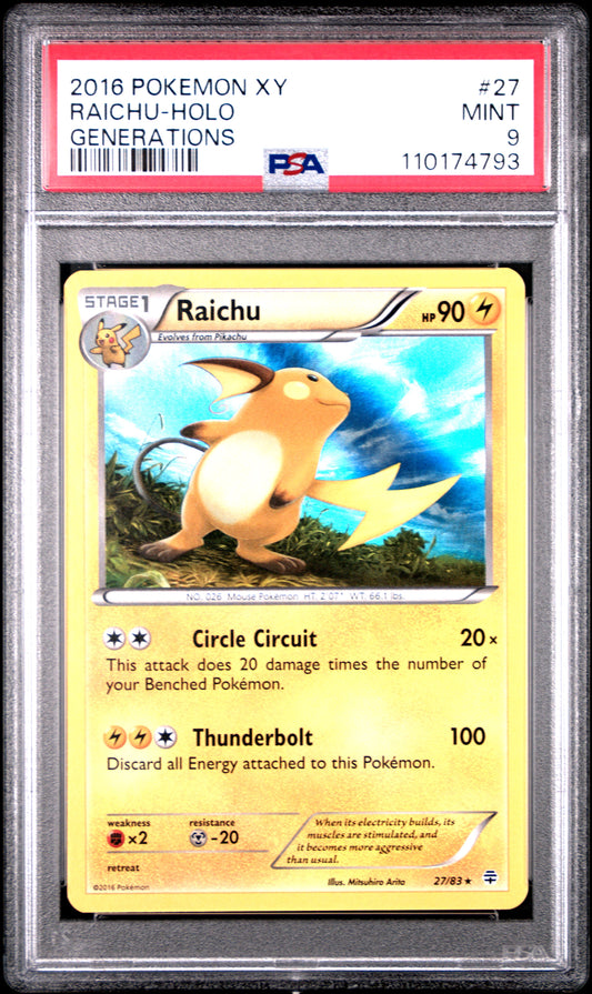 PSA 9 - Raichu Holo 27/83 XY Generations - Pokemon