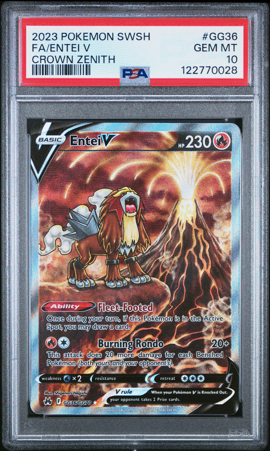 PSA 10 - Entei V GG36/GG70 SWSH Crown Zenith - Pokemon