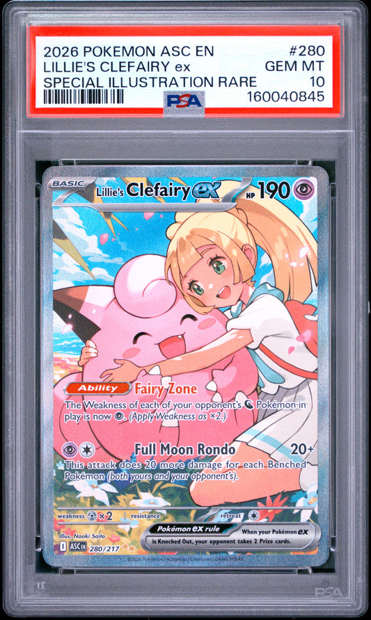 PSA 10 - Lillie's Clefairy ex 280/217 SIR ME Ascended Heroes x845 - Pokemon