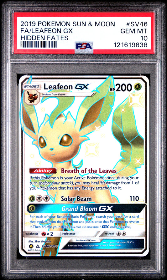PSA 10 - Leafeon GX SV46/SV94 SM Hidden Fates - Pokemon