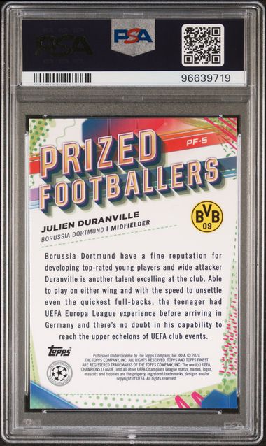 PSA 10 - Julien Duranville 2023-24 PF5 Topps Prized Footballer - Football