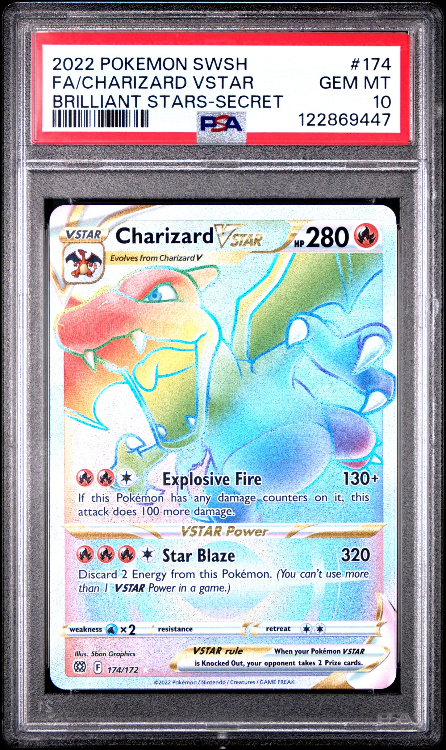 PSA 10 - Charizard VSTAR 174/172 SWSH Brilliant Stars - Pokemon