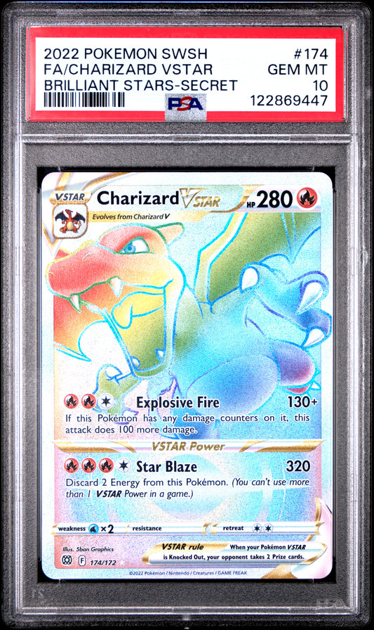 PSA 10 - Charizard VSTAR 174/172 SWSH Brilliant Stars - Pokemon