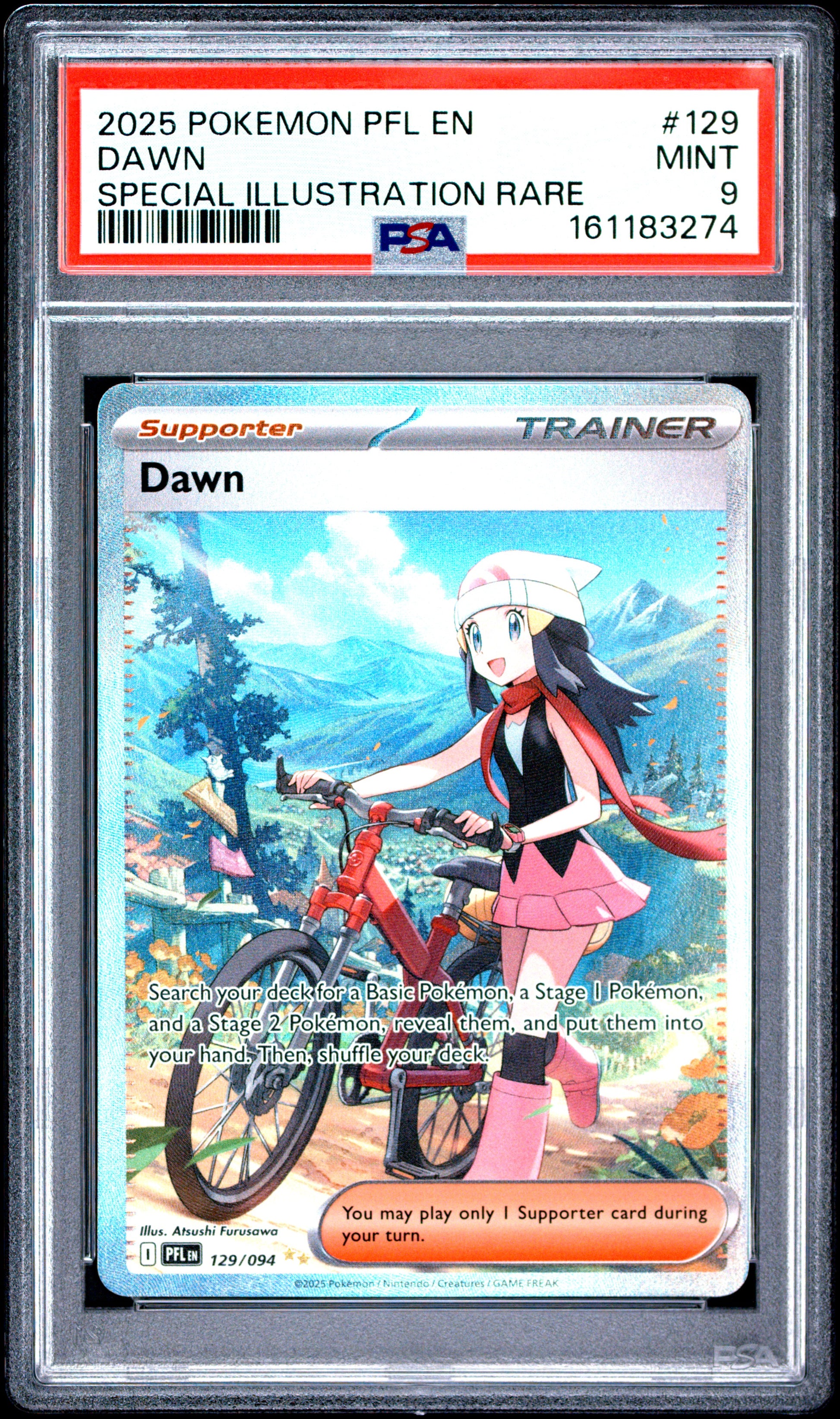 PSA 9 - Dawn 129/094 SIR MEG Phantasmal Flames x274 - Pokemon