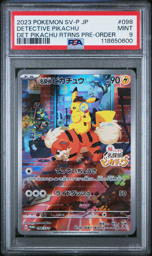PSA 9 - Detective Pikachu 098/SV-P Japanese Pre-Order Promo - Pokemon
