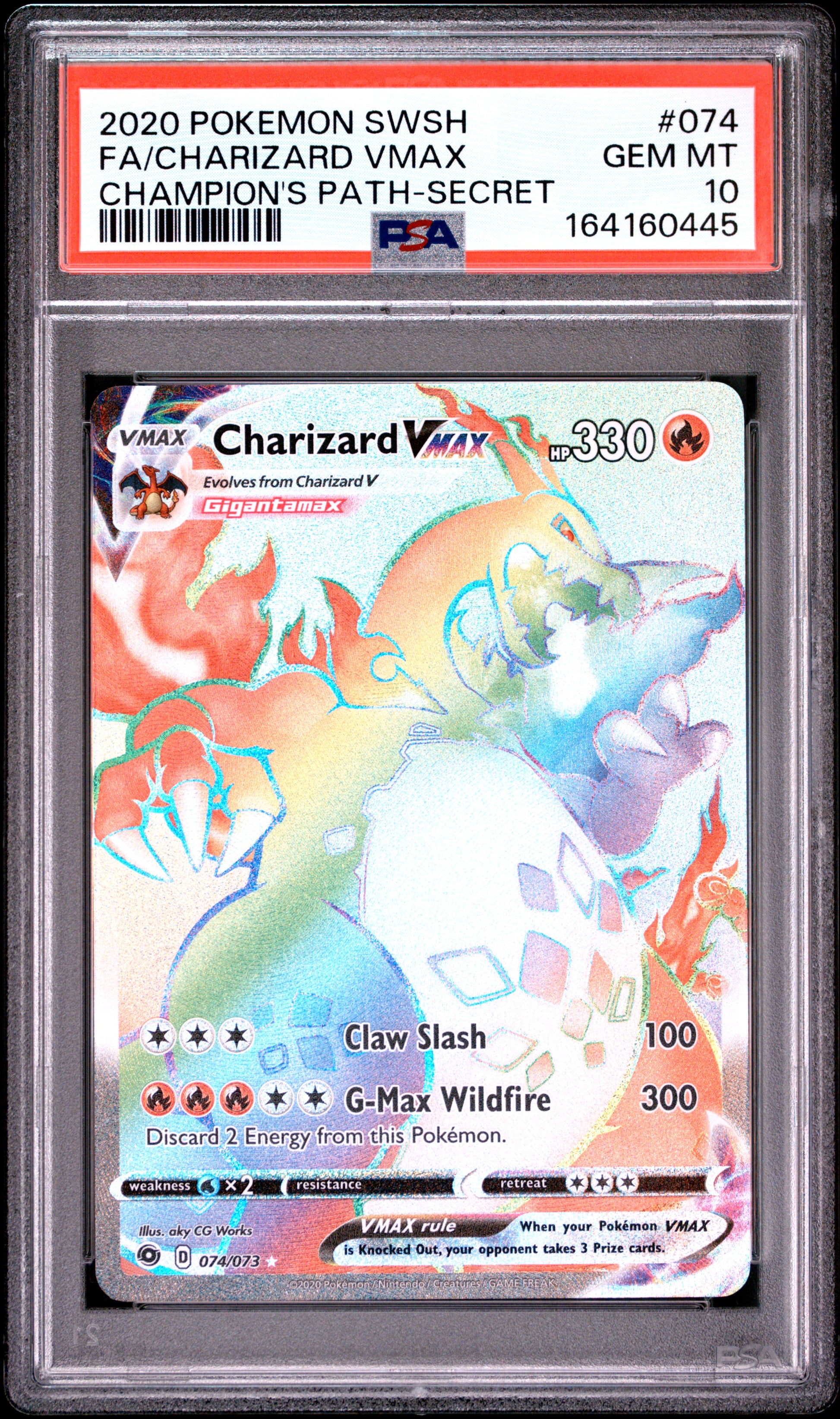 PSA 10 - Charizard VMAX 074/073 SWSH Champion's Path x445 - Pokemon