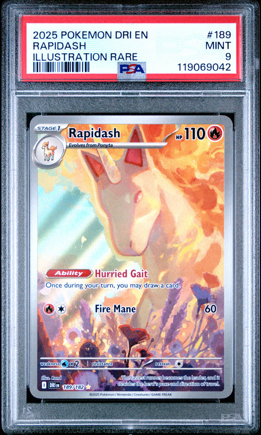 PSA 9 - Rapidash 189/182 Illustration Rare SV Destined Rivals - Pokemon