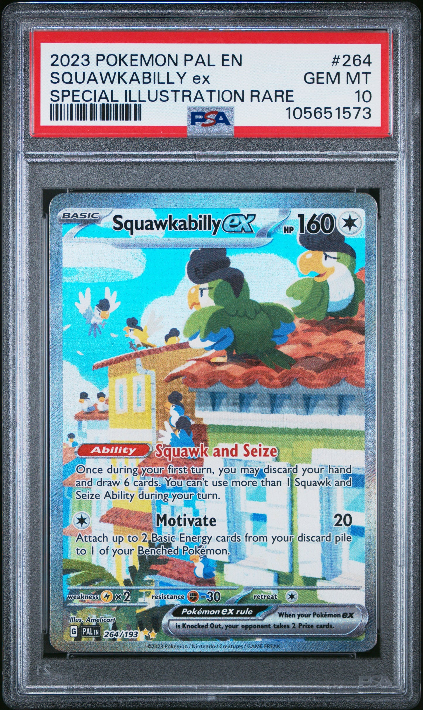 PSA 10 - Squawkabilly ex 264/193 SIR SV Paldea Evolved - Pokemon