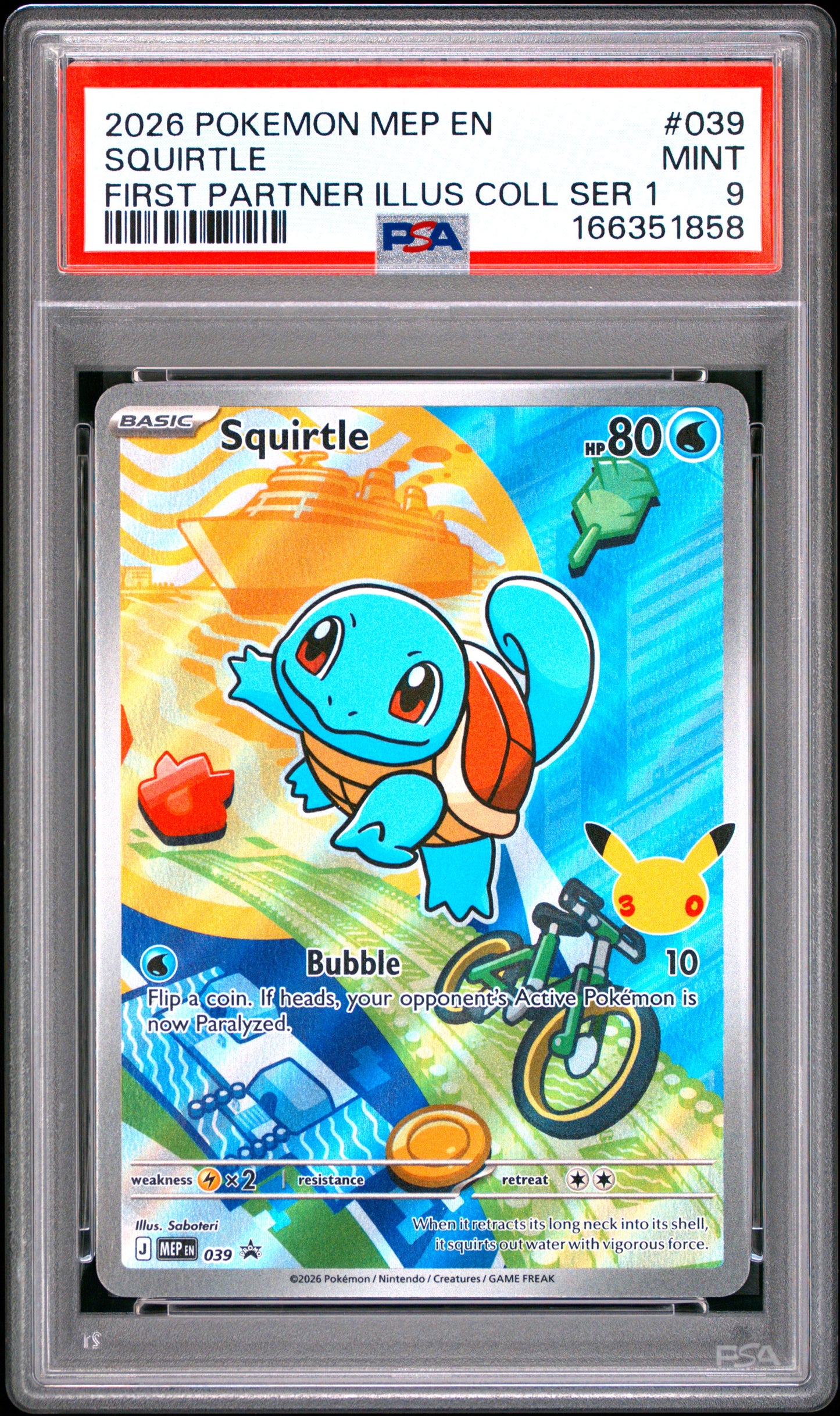 PSA 9 - Squirtle MEP039 First Partner Ilustration Coll. x858 - Pokemon
