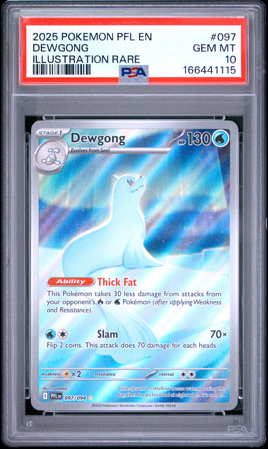 PSA 10 - Dewgong 097/094 Illustration Rare ME Phantasmal Flames x115 - Pokemon