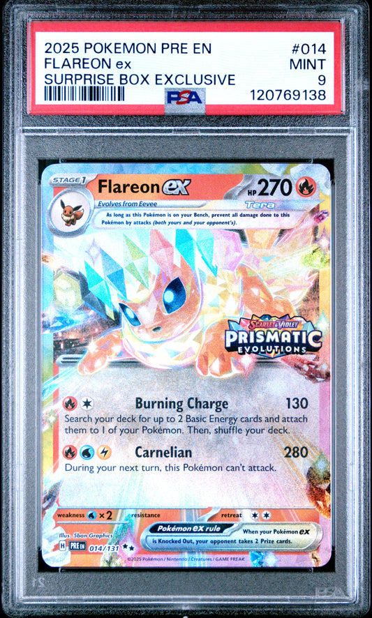 PSA 9 - Flareon ex 014/131 SV Prismatic Evolutions Surprise Box Promo - Pokemon