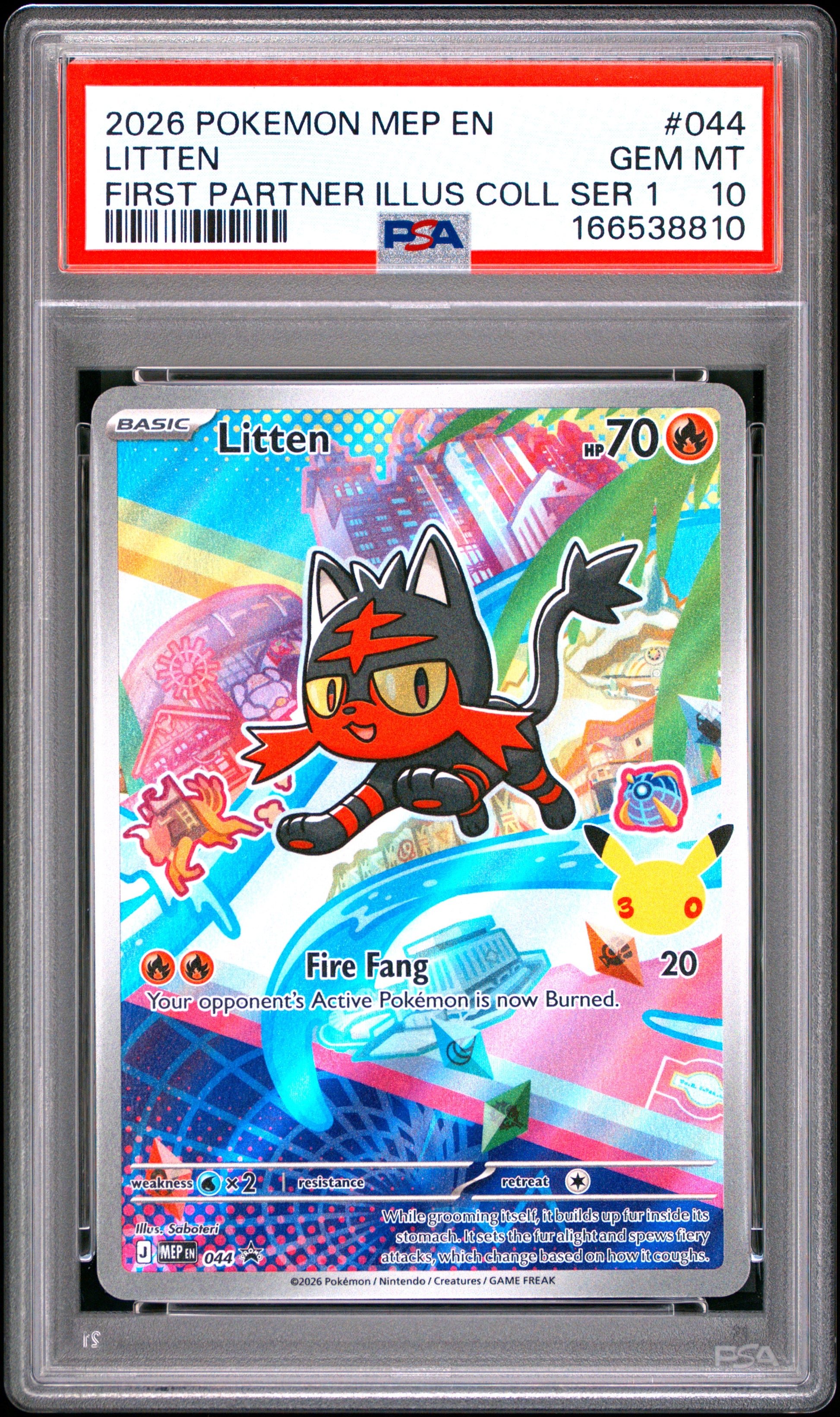 PSA 10 - Litten MEP044 First Partner Ilustration Coll. x810 - Pokemon