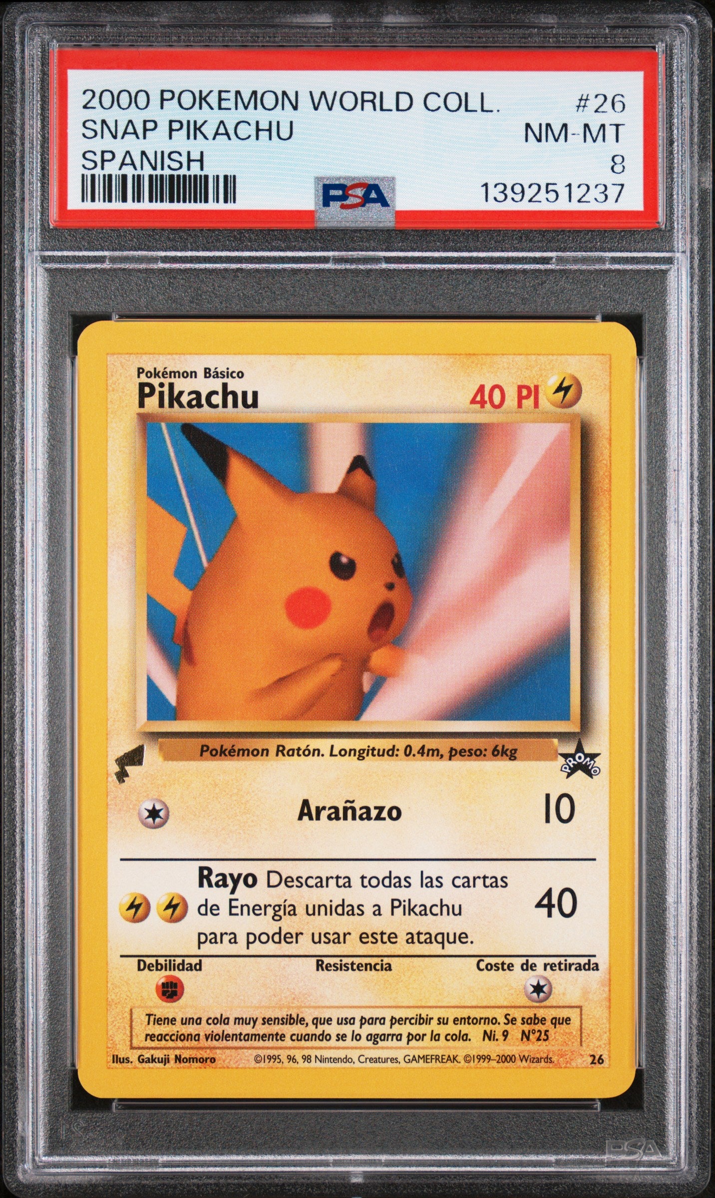 PSA 8 - Snap Pikachu #26 2000 World Collection Promo Spanish - Pokemon