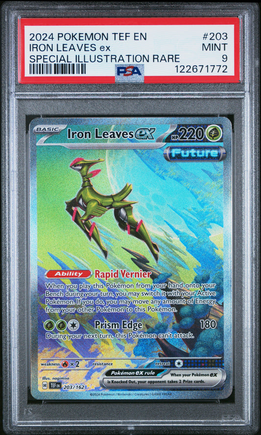 PSA 9 - Iron Leaves ex 203/162 SIR SV Temporal Forces - Pokemon