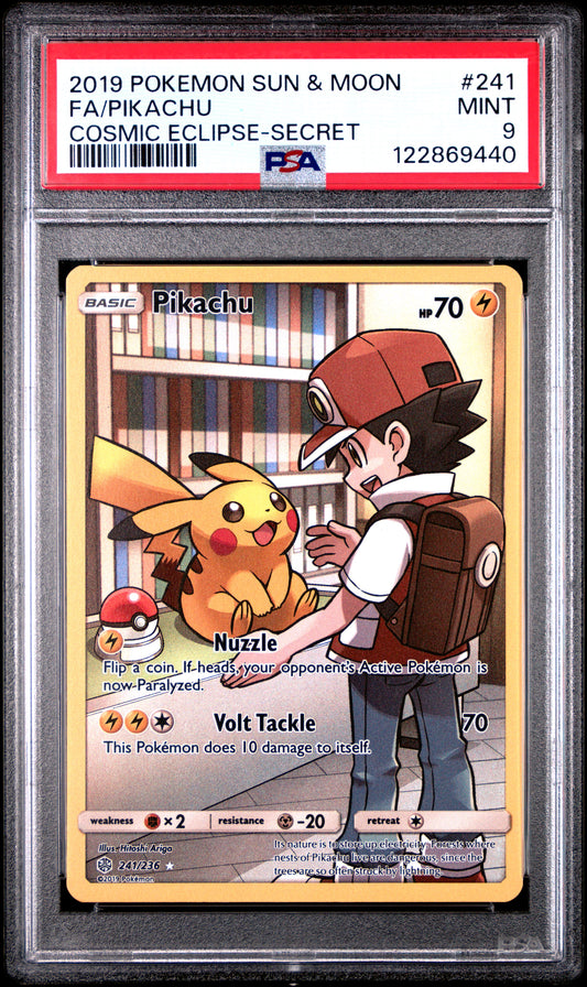 PSA 9 - Pikachu 241/236 Secret Rare S&M Cosmic Eclipse - Pokemon