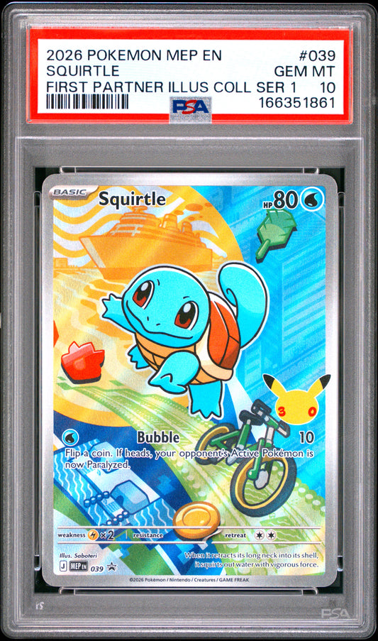 PSA 10 - Squirtle MEP039 First Partner Ilustration Coll. x861 - Pokemon