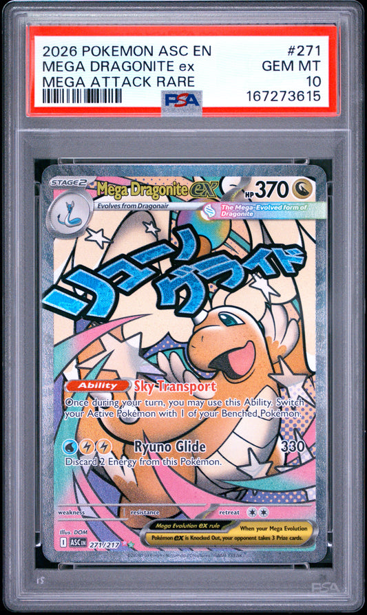 PSA 10 - Mega Dragonite ex 271/217 MAR ME Ascended Heroes x615 - Pokemon