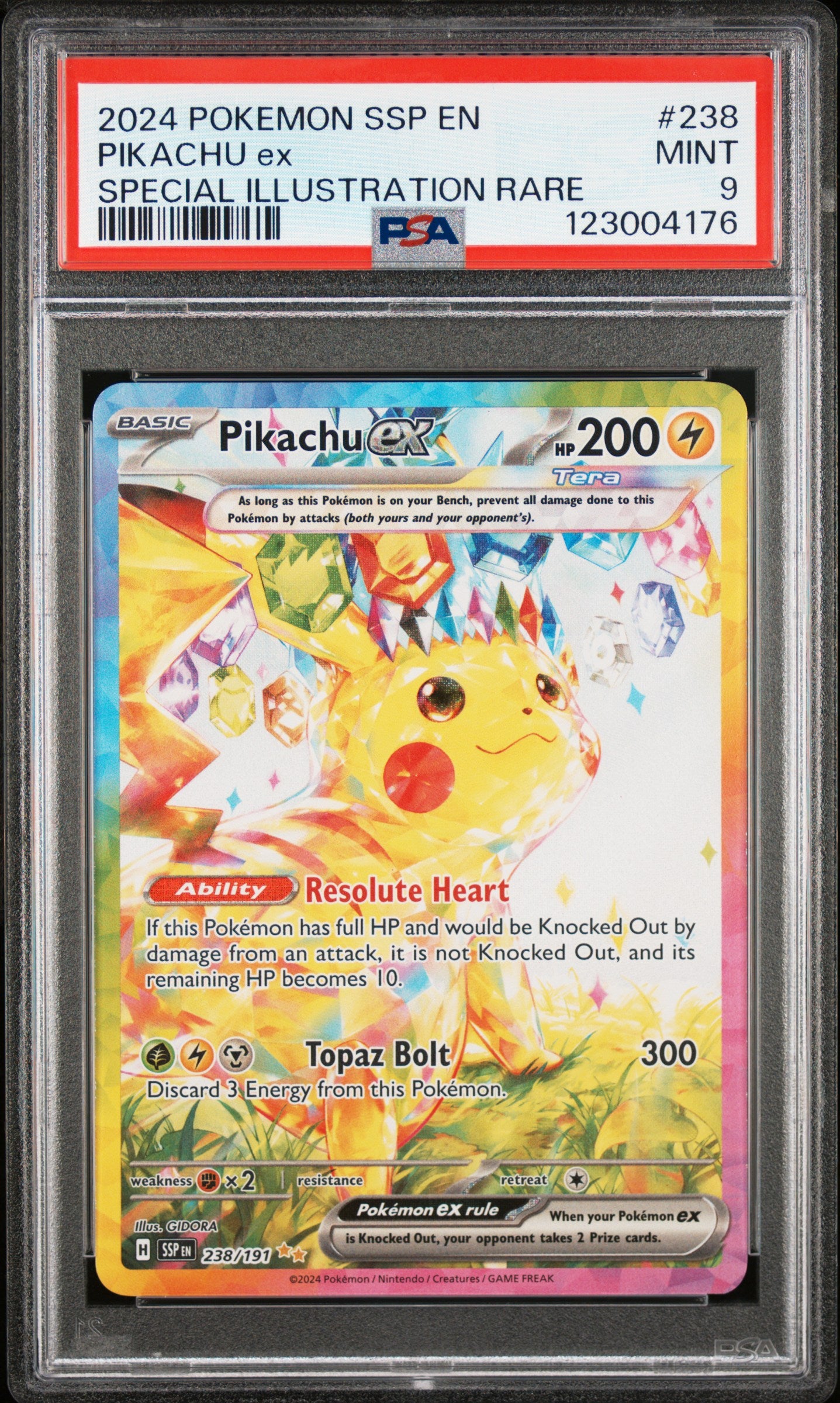 PSA 9 - Pikachu ex 238/191 SIR SV Surging Sparks - Pokemon