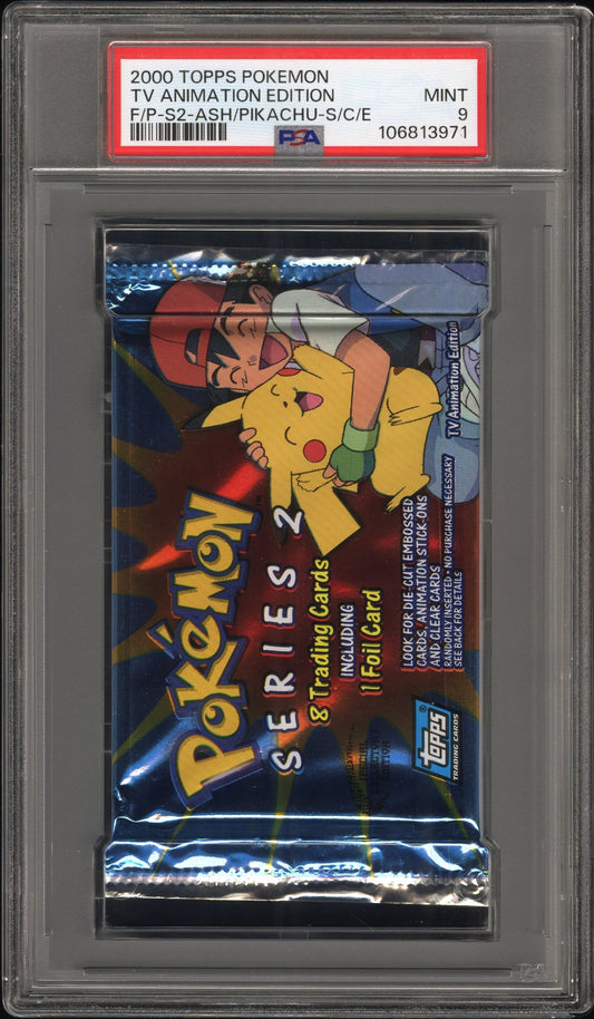 PSA 9 - TOPPS TV Animation Edition Series 2 (Ash Pikachu) Foil Pack - Pokemon