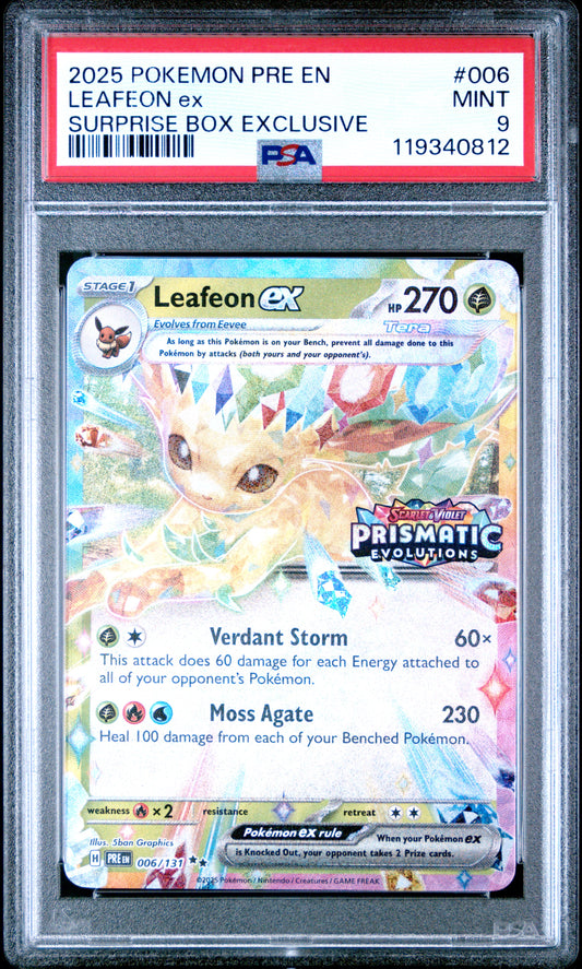 PSA 9 - Leafeon ex 006/131 SV Prismatic Evolutions Surprise Box Promo - Pokemon