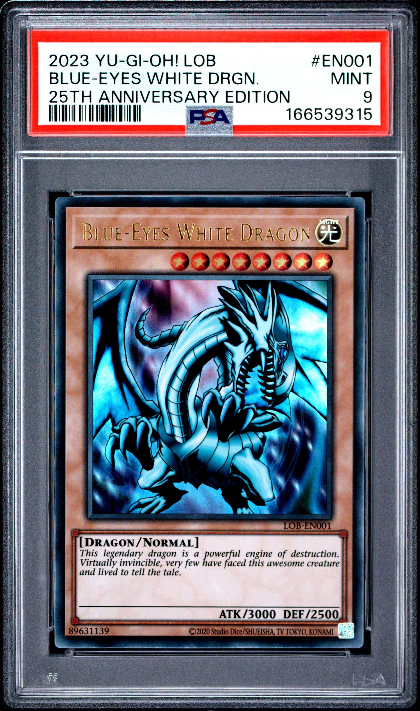 PSA 9 - Blue Eyes White Dragon LOB-EN001 25th Anniversary Edition x315 - Yugioh