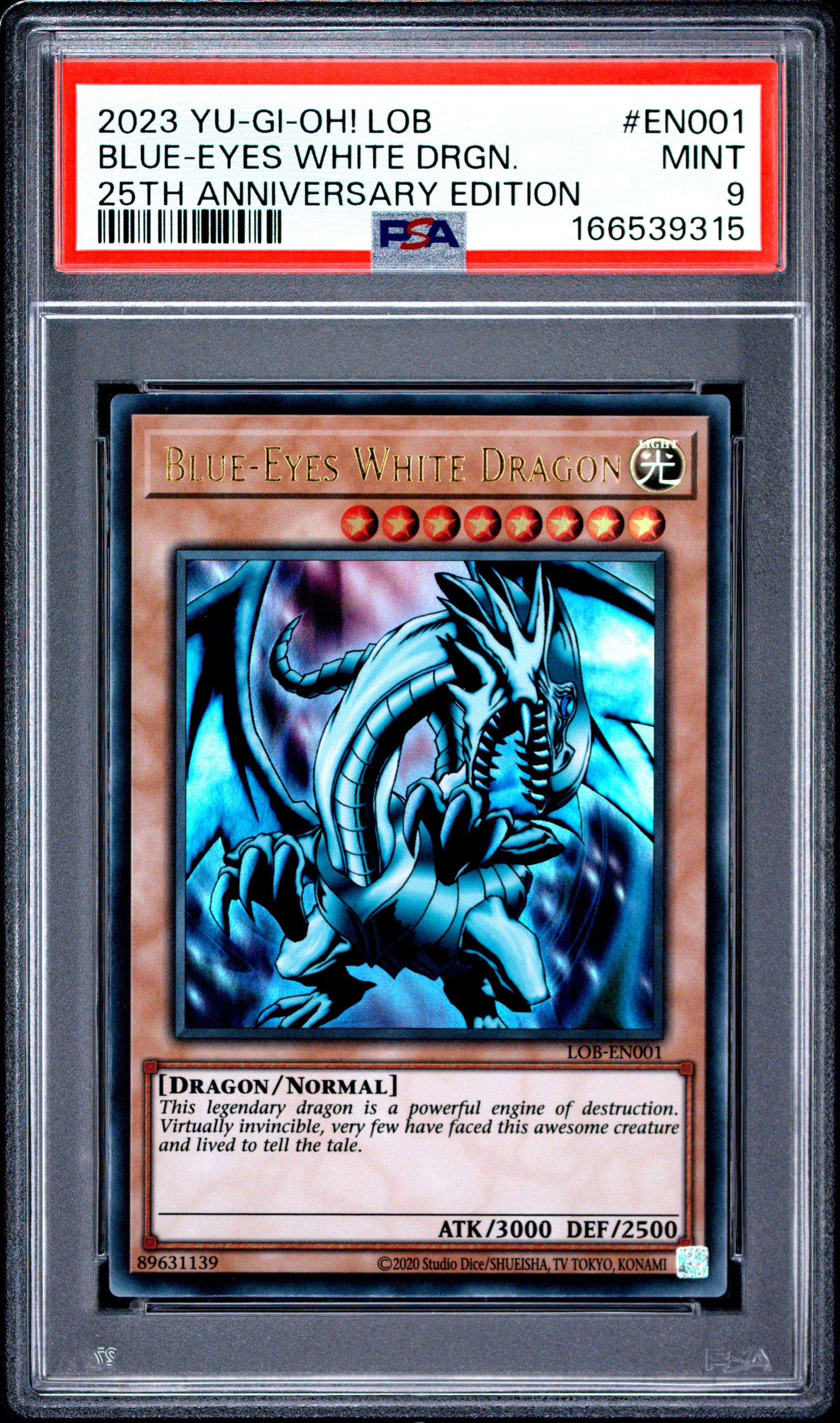 PSA 9 - Blue Eyes White Dragon LOB-EN001 25th Anniversary Edition x315 - Yugioh