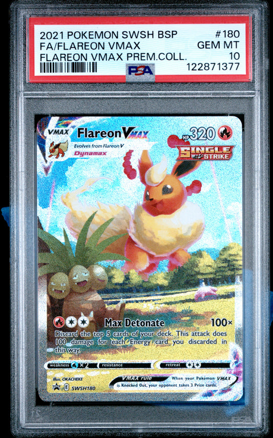 PSA 10 - Flareon VMAX SWSH180 Premium Collection - Pokemon