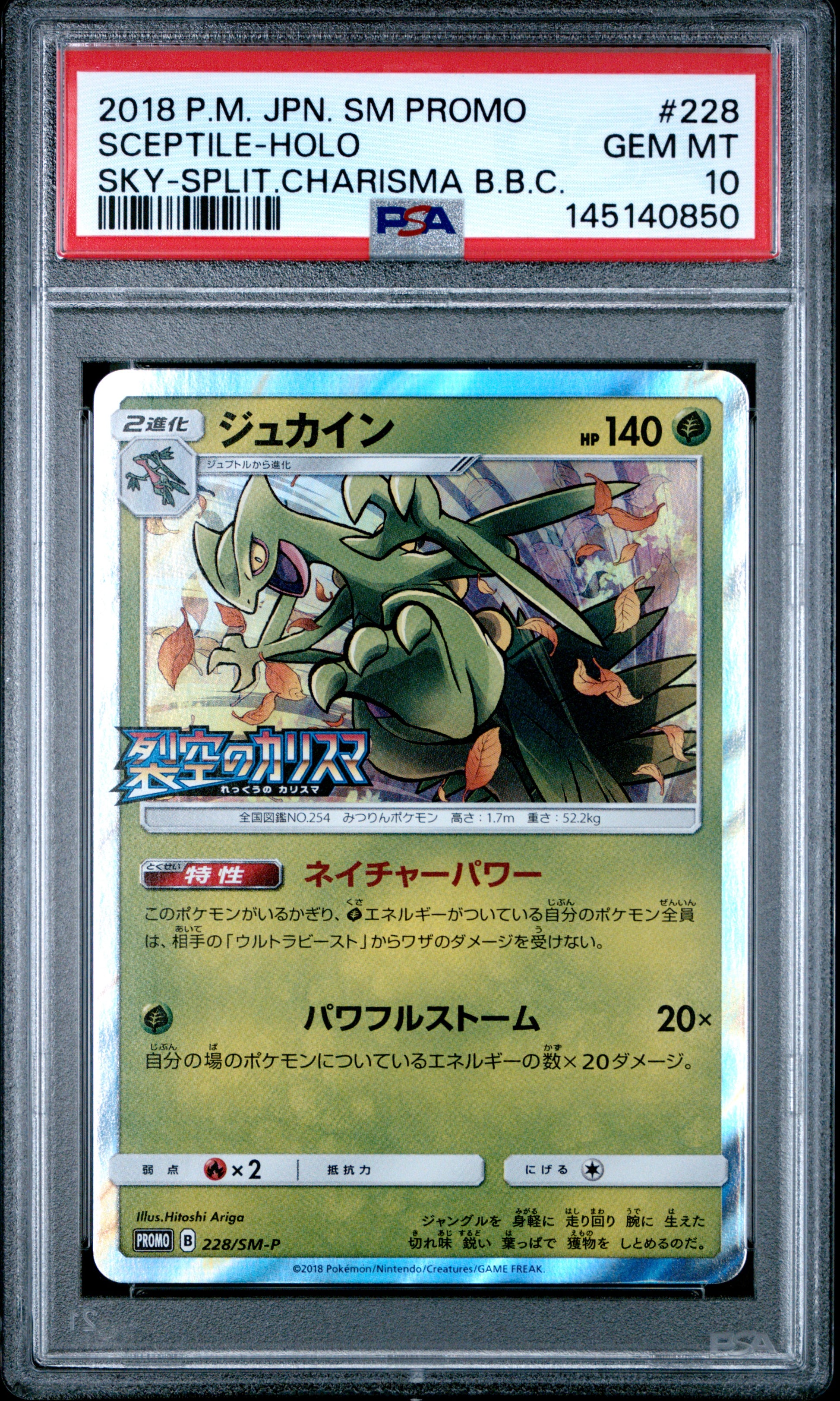 PSA 10 - Sceptile Holo 228/SM-P Sky-Splitting Charisma JPN Promo x850 - Pokemon