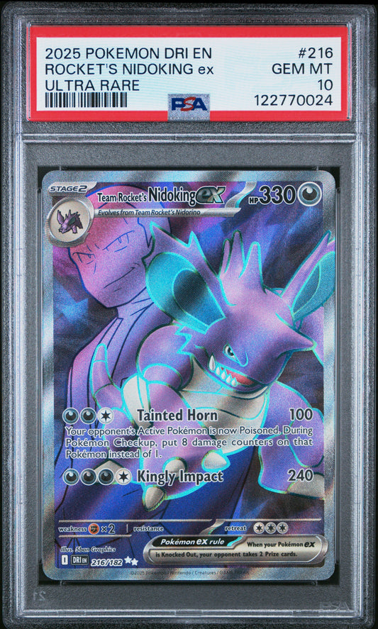 PSA 10 - Rocket's Nidoking ex 216/182 SV Destined Rivals - Pokemon